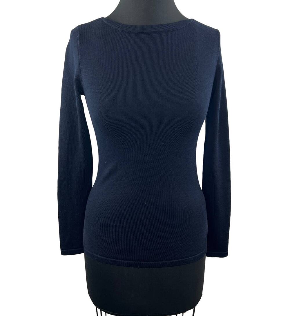 Uniqlo x Ines de la Fressange Black 100% Wool Long Sleeve Crew Sweater XS